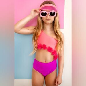 Beach Lingo Girls 3t One Shoulder Cutout Swimsuit 3t